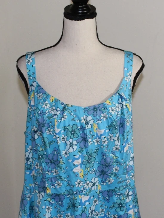 Disney, Torrid Alice in Wonderland Aqua Blue Floral Strappy Dress - Picture 2 of 11